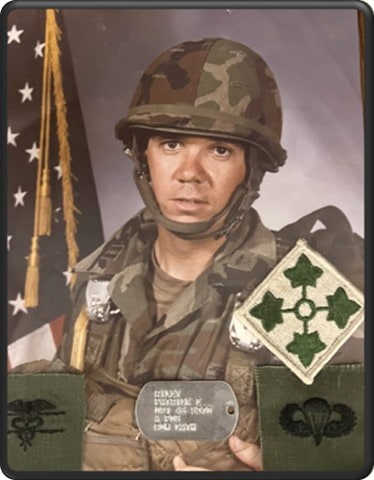 Patrick Riley in U.S. Army uniform, 4th Infantry Division