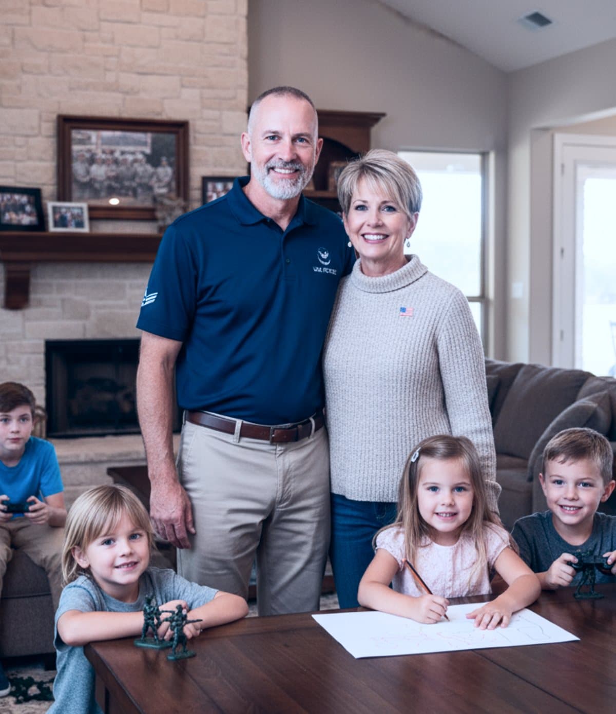 A Veteran and his family at home